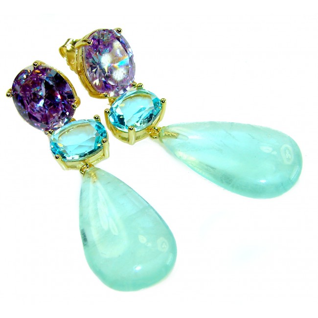 Dolce Vita authentic 29.5 carat authentic Apatite .925 Sterling Silver handcrafted Statement earrings
