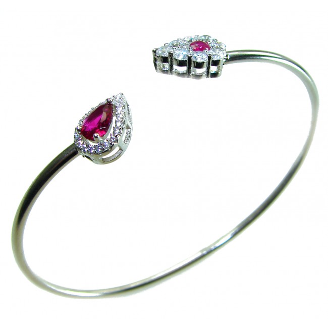 Giovanna 7.2 carat Mozambique Ruby .925 Sterling Silver .925 Sterling Silver dipped in rhodium Statement Bracelet