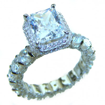 Pure Celestial Energy Natural 10.4 carat White Topaz .925 Sterling Silver handmade Statement Ring size 7