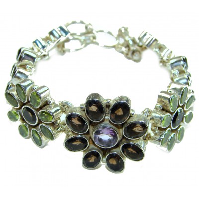 Lavishly Abundant - Huge Spectacular 175.9 carat authentic Amethyst Peridot .925 Sterling Silver handmade Bracelet