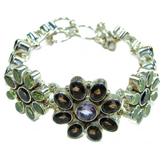 Lavishly Abundant - Huge Spectacular 175.9 carat authentic Amethyst Peridot .925 Sterling Silver handmade Bracelet
