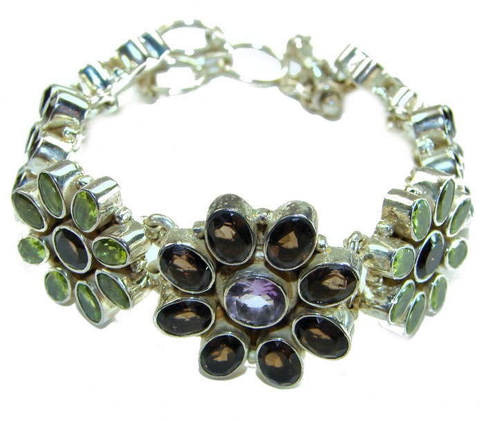 Lavishly Abundant - Huge Spectacular 175.9 carat authentic Amethyst Peridot .925 Sterling Silver handmade Bracelet