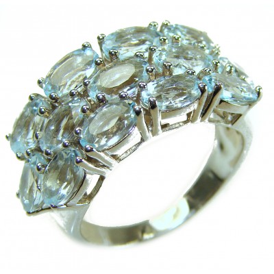 14.9 carat authentic Aquamarine .925 Sterling Silver Handcrafted Ring size 7 1/4
