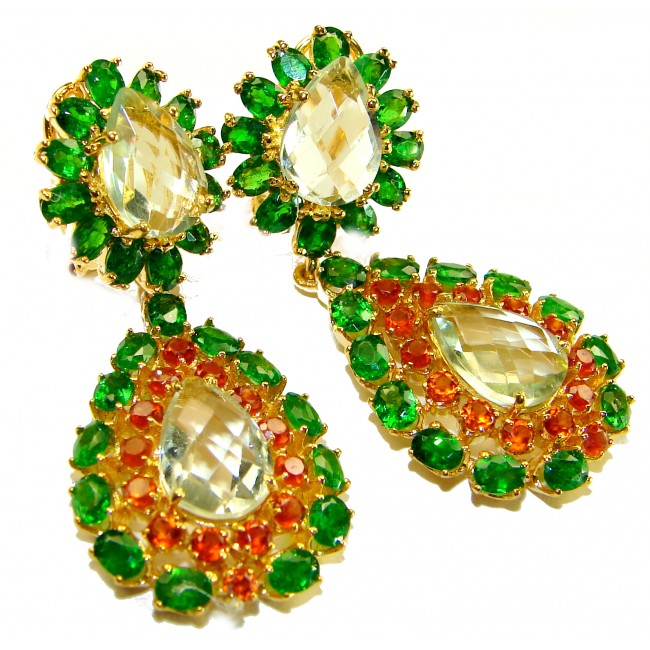 Giovanna - Authentic 39.9 carat Brazilian Citrine .925 Sterling Silver dipped in 18K Gold handcrafted earrings