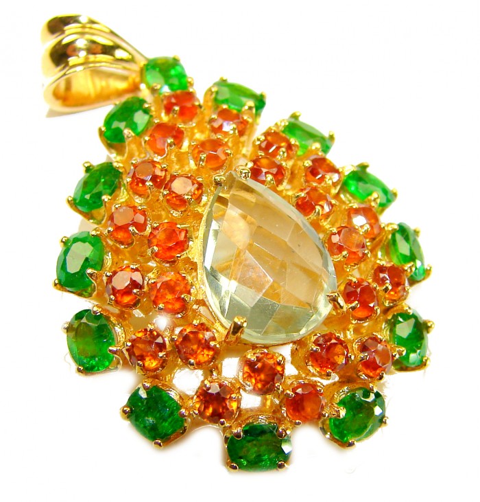Giovanna - Authentic 39.9 carat Brazilian Citrine .925 Sterling Silver dipped in 18K Gold handcrafted Pendant