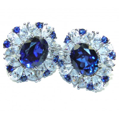 Gabriella 6.2 carat authentic Sapphire .925 Sterling Silver handcrafted Statement earrings