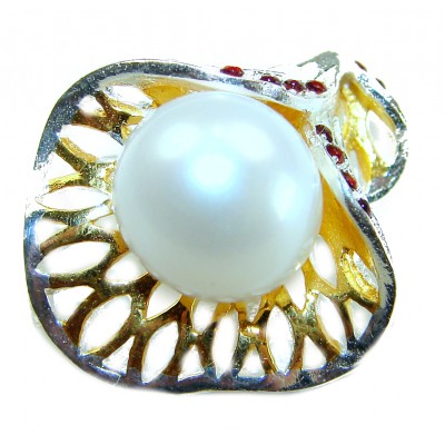 Real Freshwater Pearl 18K Gold over .925 Sterling Silver handmade Pendant