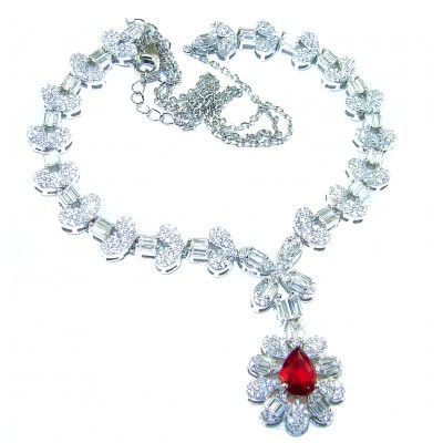 Art Deco - Luxurious natural 12.5 carat Ruby .925 Sterling Silver handmade Statement necklace
