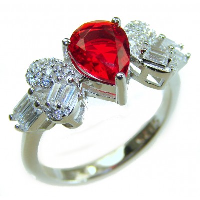 Natural 4.5 carat Ruby .925 Sterling Silver handmade Statement Ring size 6 1/4