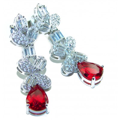 Magnificent Jewel 18.5 carat Ruby .925 Sterling Silver handcrafted incredible earrings