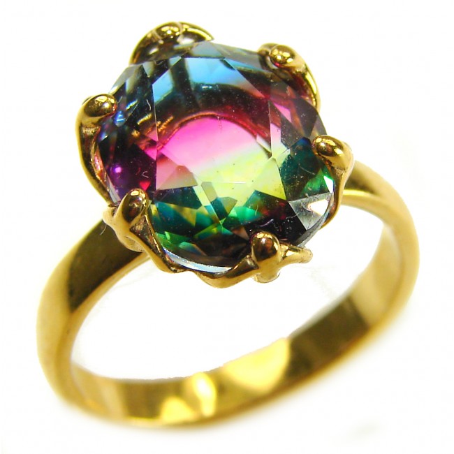 7.8 carat Brazilian Tourmaline .925 Sterling Silver dipped in 18K GOLD Perfectly handcrafted Ring s. 6 1/4
