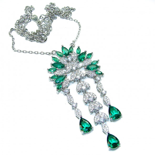 Giovanna - Authentic 25.9 carat Colombian Emerlad .925 Sterling Silver handcrafted Statement necklace