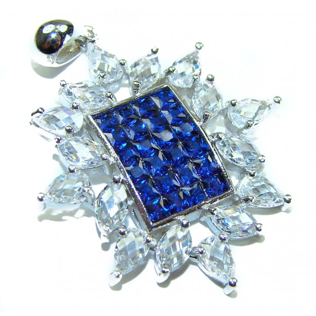 Art Deco - Precious Sapphire - authentic 12.2 carat Sapphire .925 Sterling Silver Eternity handcrafted PENDANT