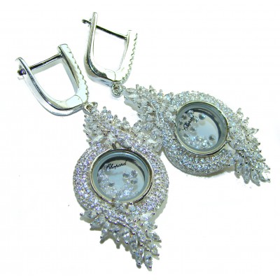 Floating Memories 11.5 carat White Topaz .925 Sterling Silver Handcrafted Statement earrings