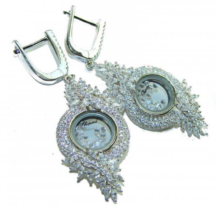 Floating Memories 11.5 carat White Topaz .925 Sterling Silver Handcrafted Statement earrings