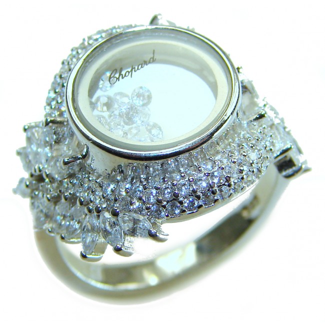 Floating Memories 12.5 carat White Topaz .925 Sterling Silver Handcrafted Ring size 6 1/4