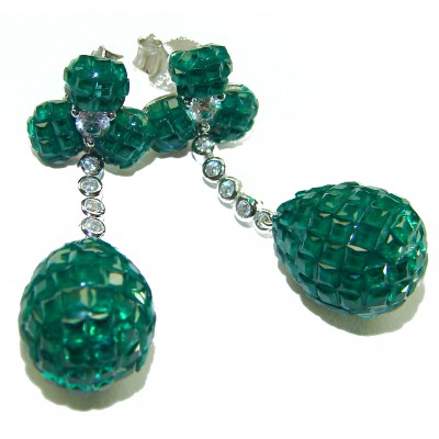 Giovanna - Authentic 21.9 carat Emerlad .925 Sterling Silver handcrafted earrings
