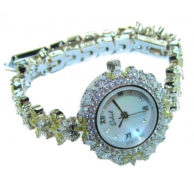 Precious 108.8 carat natural Peridot White Topaz .925 Sterling Silver handmade Bracelet - Watch