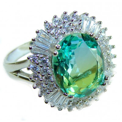 14.9 carat authentic Aquamarine .925 Sterling Silver Handcrafted Ring size 8 1/4