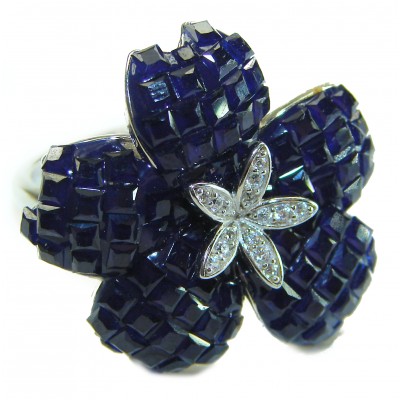 Precious Sapphire - authentic 20.2 carat Sapphire .925 Sterling Silver Eternity Ring size 6 1/4