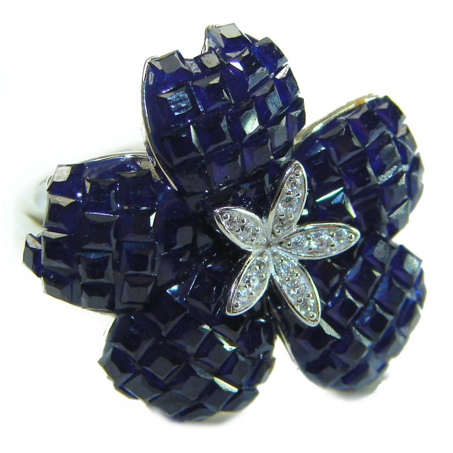 Precious Sapphire - authentic 20.2 carat Sapphire .925 Sterling Silver Eternity Ring size 6 1/4