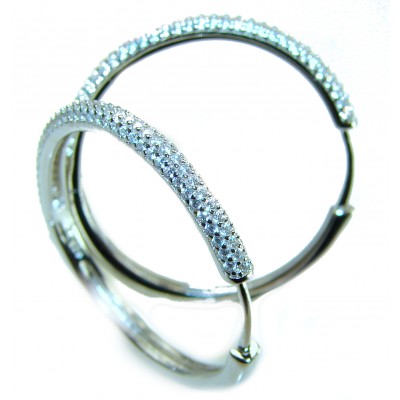 Allure Natural 8.2 carat White Topaz .925 Sterling Silver handcrafted hoop earrings
