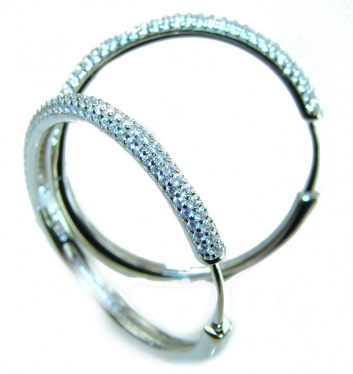 Allure Natural 8.2 carat White Topaz .925 Sterling Silver handcrafted hoop earrings