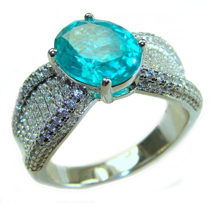 Eau Pure 7.5 carat Paraiba Tourmaline .925 Sterling Silver Handcrafted Ring size 7 1/4 - video