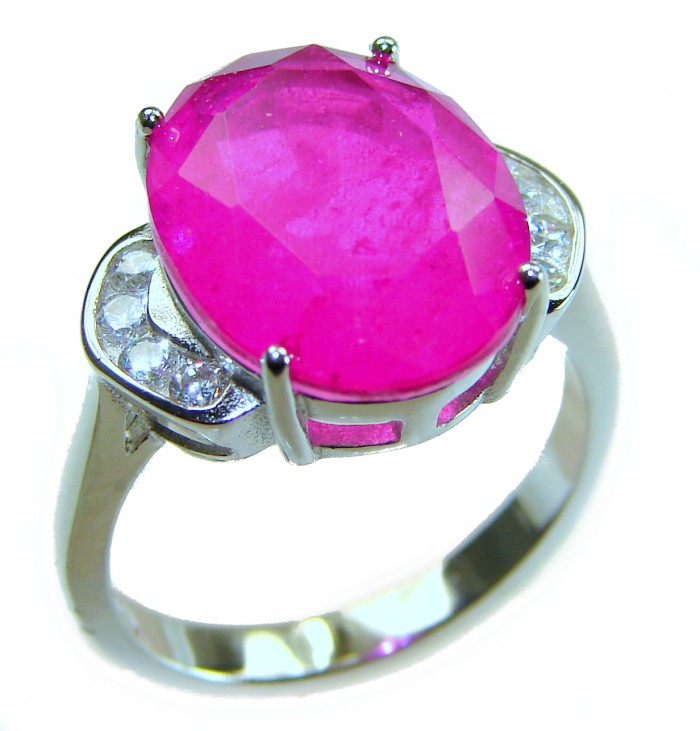 Born to Glam authentic 18.5 CARAT Pink Topaz .925 Silver handcrafted Eternity Ring s. 8 1/4