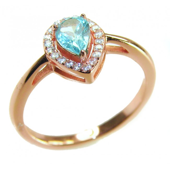 1.8 carat AQUAMARINE .925 Sterling Silver dipped in 18K Rose Gold Perfectly handcrafted Ring s. 6