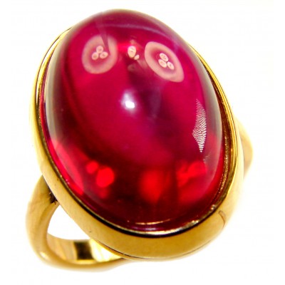 Bella Rosa Genuine 27.8 CARAT Ruby .925 Sterling Silver dipped in 18K Gold Large Statement Ring size 6 1/4
