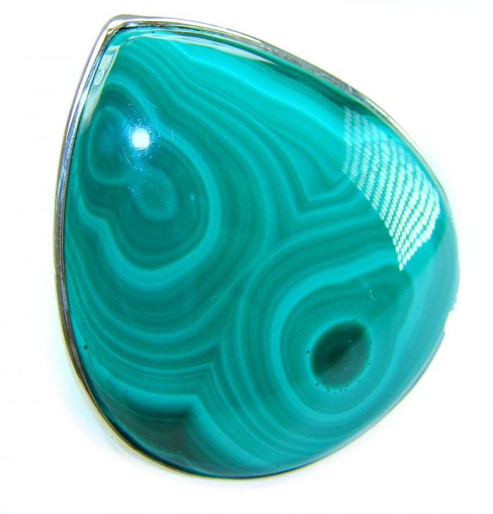 29.5 CARAT genuine Malachite from Ural .925 Sterling Silver handcrafted ring size 7 adjustable