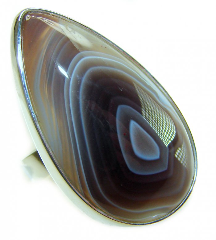 Sahara Dune Top Quality Botswana Agate .925 Sterling Silver handcrafted Ring s. 8 adjustable - video