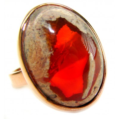 Golden Galaxy best quality 25.8 carat Mexican Opal 18K Rose Gold over .925 Sterling Silver handmade ring 7 adjustable