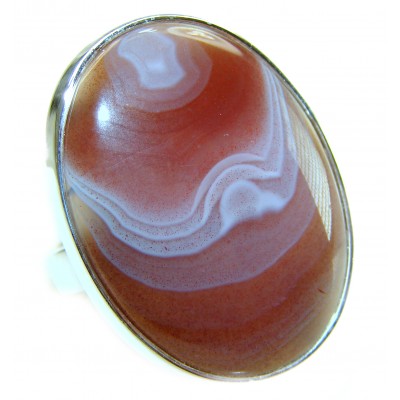 Change - Top Quality Botswana Agate .925 Sterling Silver handcrafted Ring s. 7 adjustable