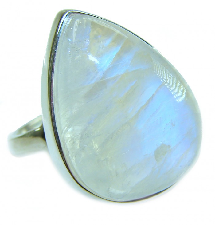 Top quality Rainbow Moonstone .925 Sterling Silver handmade ring s. 7 1/4