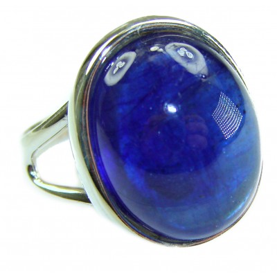 Precious Sapphire - authentic 25.2 carat Sapphire .925 Sterling Silver Eternity Ring size 9