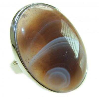 MAGIC DUNE - Top Quality Botswana Agate .925 Sterling Silver handcrafted Ring s. 8 adjustable