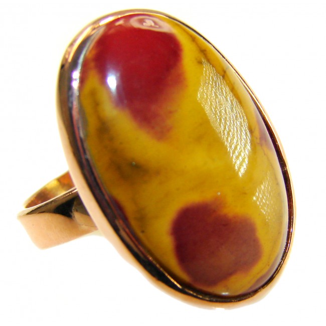 Mars best quality 23.8 carat Mookaite 18K Rose Gold over .925 Sterling Silver handmade ring 7 adjustable