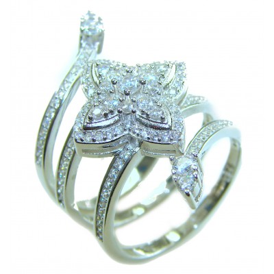 Allure Natural 11.2 carat White Topaz .925 Sterling Silver handcrafted Ring s. 7