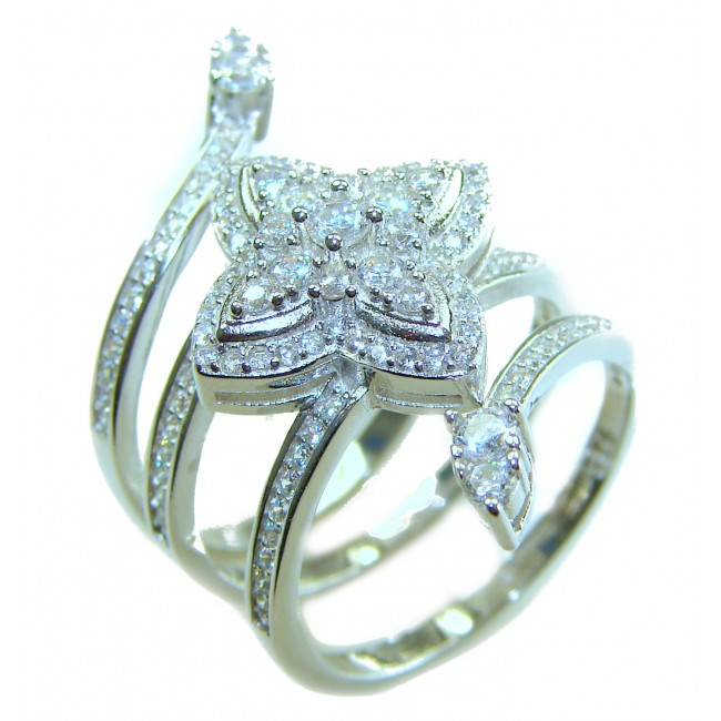 Allure Natural 11.2 carat White Topaz .925 Sterling Silver handcrafted Ring s. 7