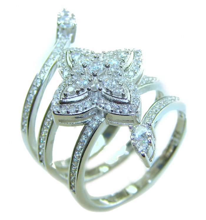 Allure Natural 11.2 carat White Topaz .925 Sterling Silver handcrafted Ring s. 7