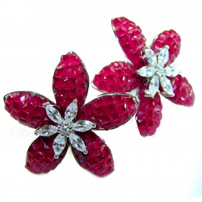 Magnificent Jewel 21.5 carat Ruby .925 Sterling Silver handcrafted incredible earrings