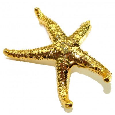 Large Italy made Starfish 18K Gold over .925 Sterling Silver handmade Pendant - Brooch