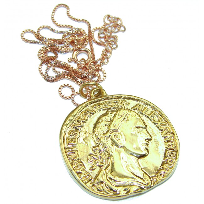 Ave Caesar - Vintage Style Coin .925 Sterling silver and plated with 14K Gold handcrafted necklace