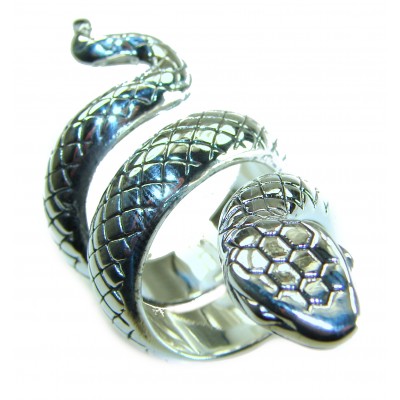 Large Boa Snake .925 Sterling Silver handcrafted Statement SPINAL Ring size 8