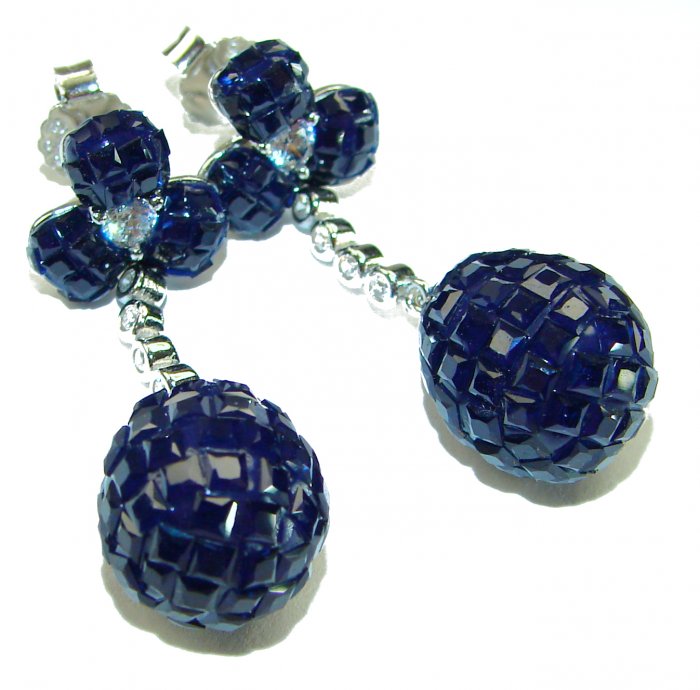 Giovanna - Authentic 21.9 carat Sapphire .925 Sterling Silver handcrafted earrings - video