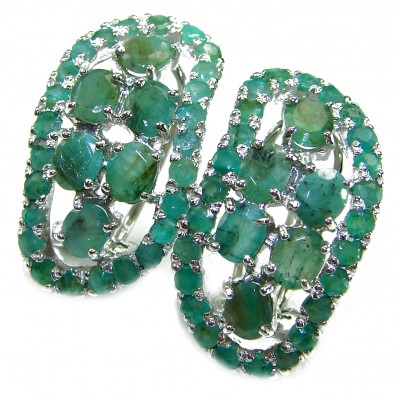 Born to Glam authentic 18.7 carat Colombian Emerald .925 Sterling Silver handcrafted Statement earrings
