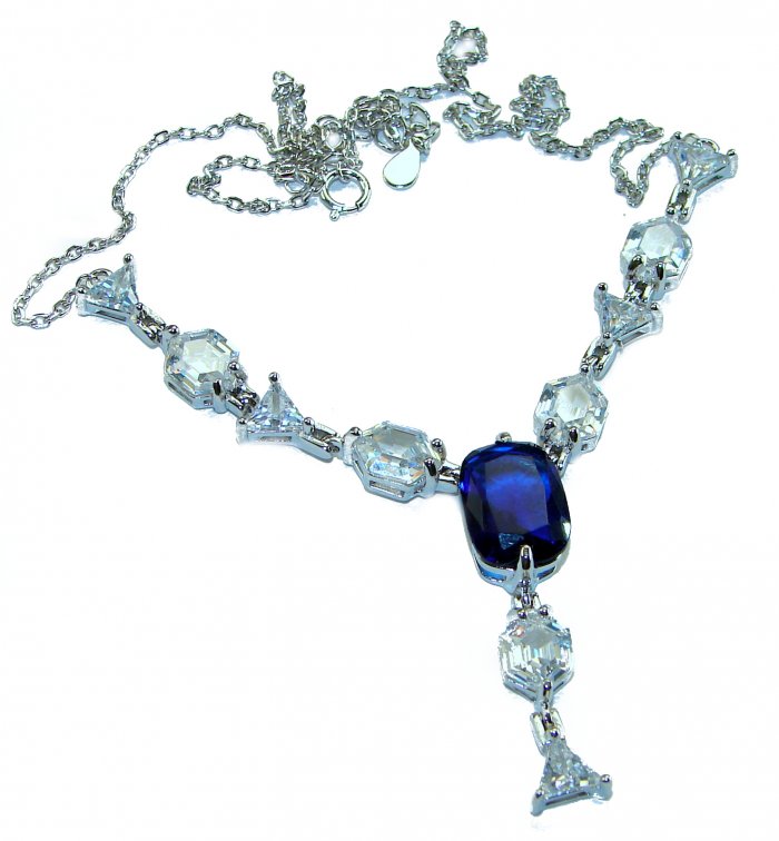 Blue Royalty 14.2 carat Sapphire .925 Sterling Silver .925 Sterling Silver Statement Necklace - video