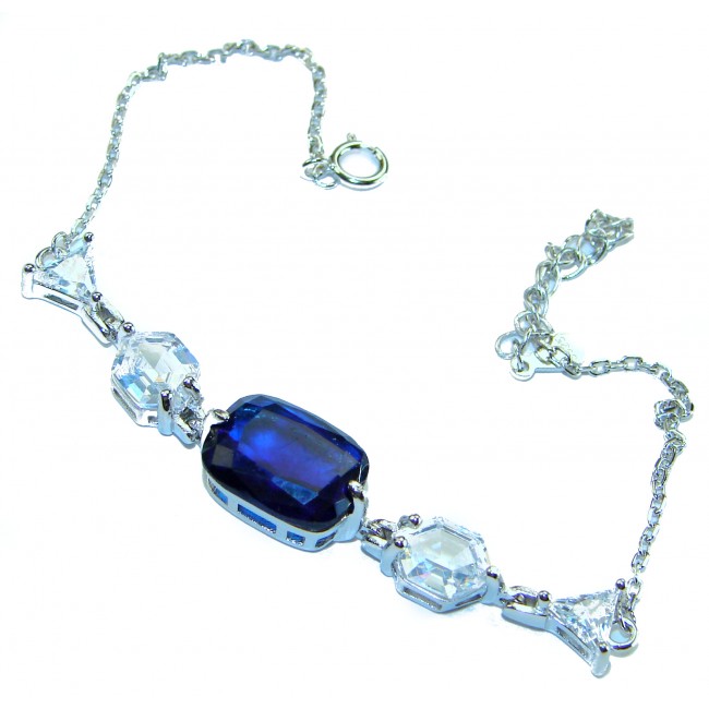 Tiffany 8.2 carat authentic Sapphire .925 Sterling Silver handcrafted Statement Bracelet